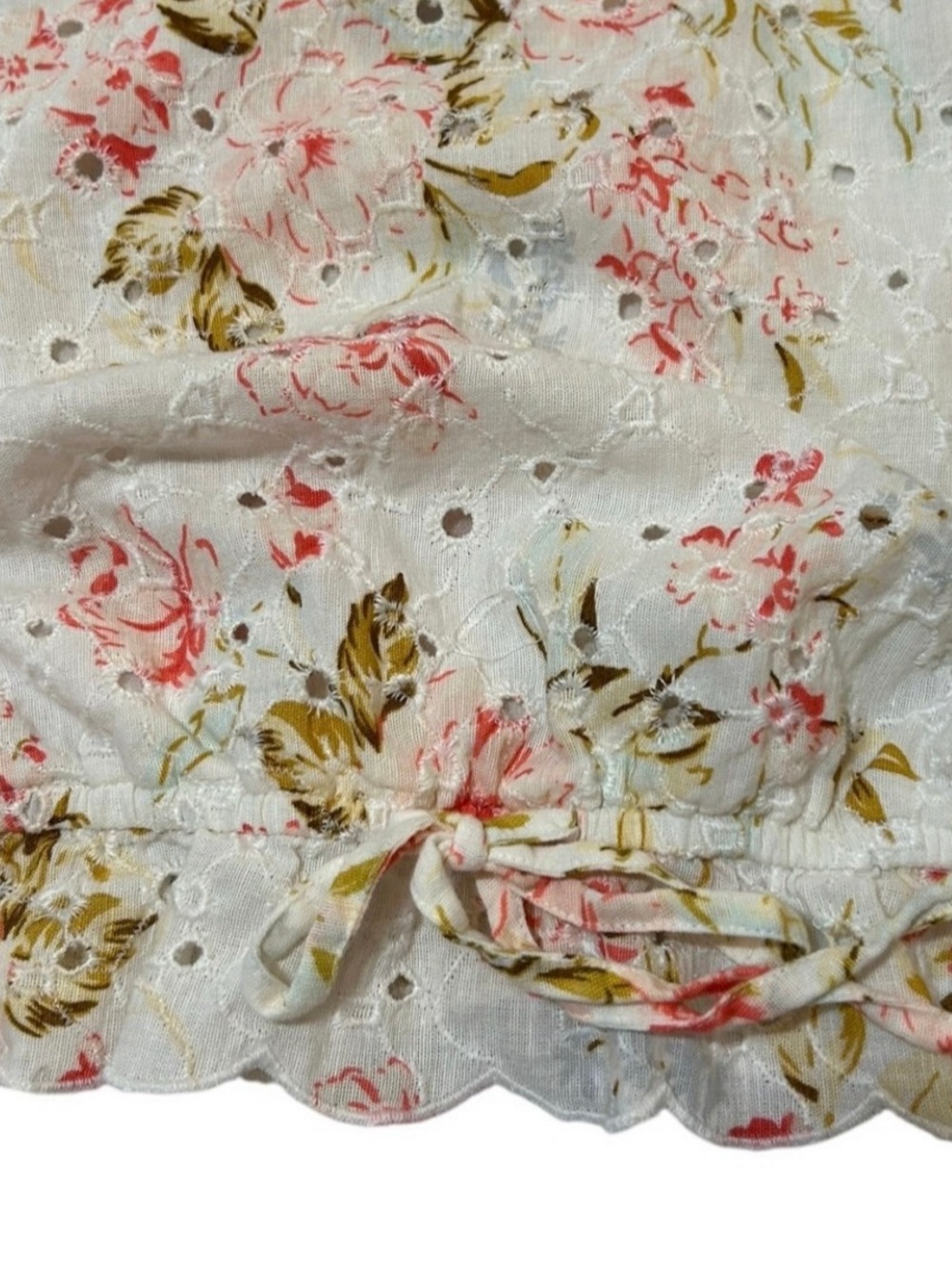 American Eagle Floral Tie-Front Top & Skirt Set, soft warm tones, size L - Picture 8 of 10